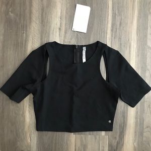 Crop Top Cut Out Fabletics Black Athletic Top